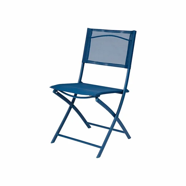 boutique en ligne Castorama Chaise De Jardin En Métal Et Toile GoodHome Saba Bleu 1