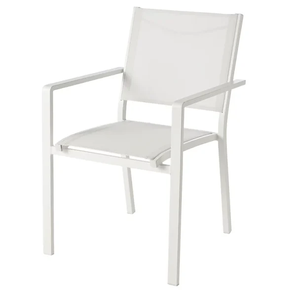 site officiel Castorama Fauteuil De Jardin En Métal Et Toile GoodHome Batz Blanc 1