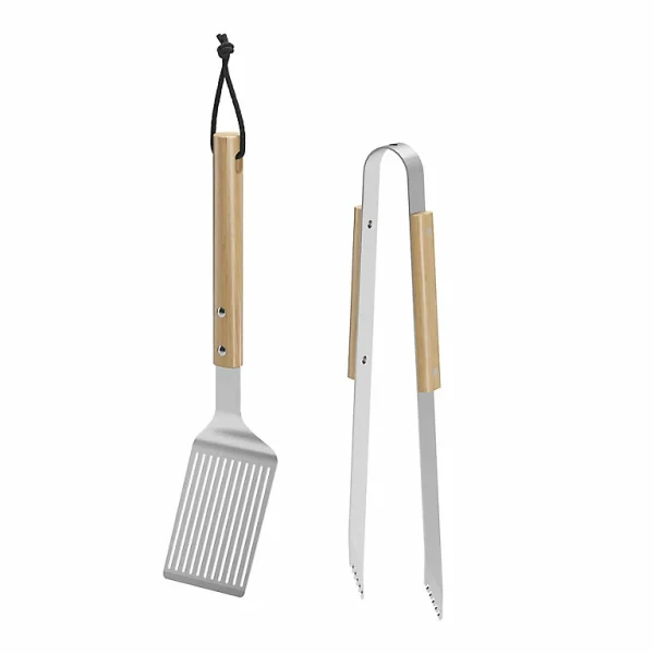 le grand escompte Castorama Pince Et Spatule Manches En Bois Pour Barbecue Blooma 1