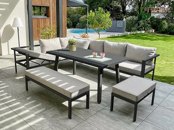 Castorama Salon De Jardin Bas Antalya Aluminium Anthracite DCB Garden 9 Personnes excellente qualité 1