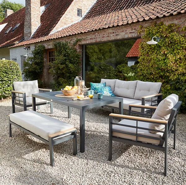 Castorama Salon De Jardin Bas Cayenne Aluminium Anthracite DCB Garden 7 Personnes Livraison gratuite 1