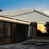 qualité supérieure Castorama Store De Terrasse Motorisé Atlas Coffre Blanc / Toile T100 Beige 6 X 4m, Avec LED 7