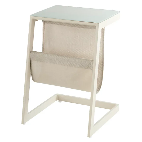 online boutique Castorama Table De Jardin En Métal Et Verre GoodHome Santorin Peyote 40 X 38 Cm 1
