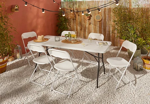 Castorama Table De Jardin Pliante 180 X 45 Cm Blanc garantie de qualité 1